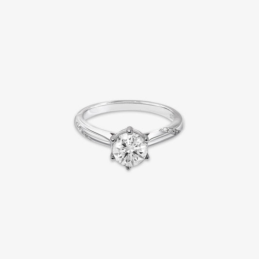 Solitaire Cubic Zirconia Ring For Women – 925 Sterling Silver Rhodium Plated