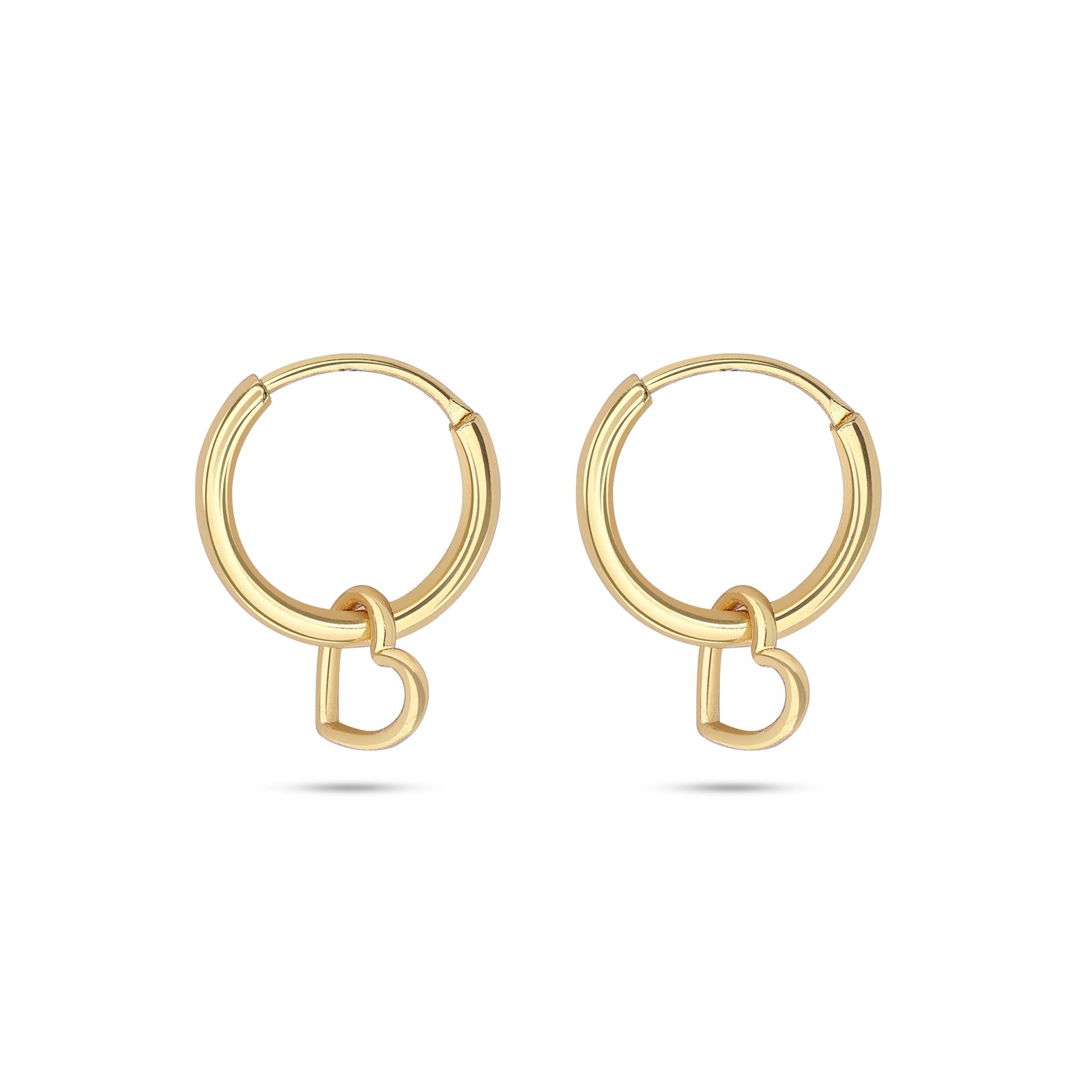 Pure 925 Silver Gold Plated Earrings - Heart-in Loop Ring Model - Tweov Jewels