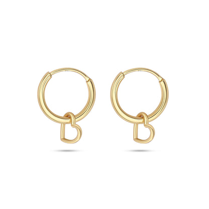 Pure 925 Silver Gold Plated Earrings - Heart-in Loop Ring Model - Tweov Jewels