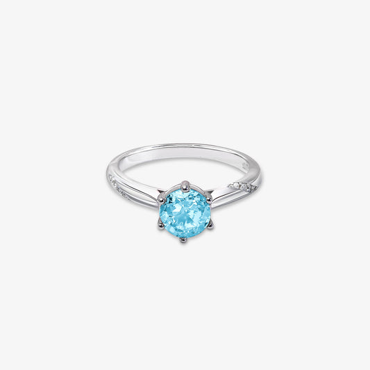 Blue Sapphire Ring For Women - 925 Sterling Silver Rhodium Plated