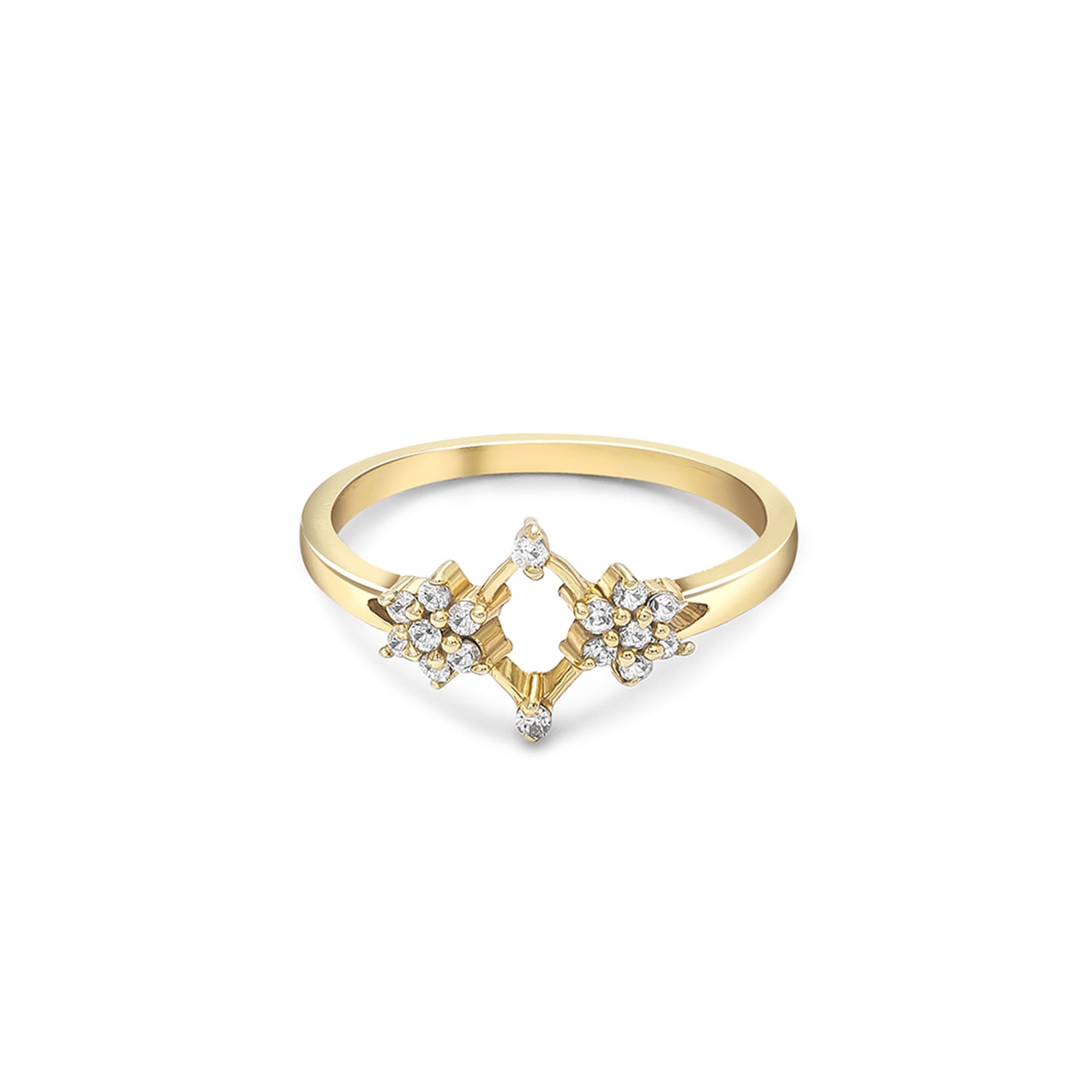 Pure Silver Ring - Golden Celestial Duo Model