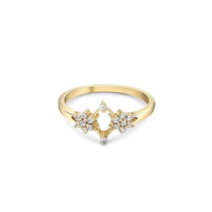 Pure Silver Ring - Golden Celestial Duo Model