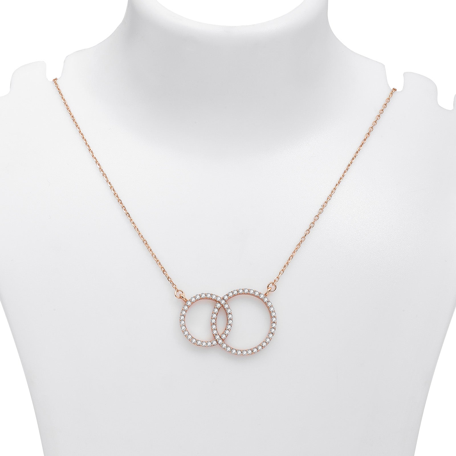 Pure Silver Pendant - Rose Gold Plated With CZ Stone Rings - Tweov Jewels