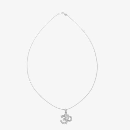 CZ Studded Silver Om Pendant Chain - Tweov Jewels