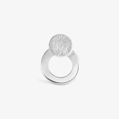 Round Scratch Silver Stud Earrings