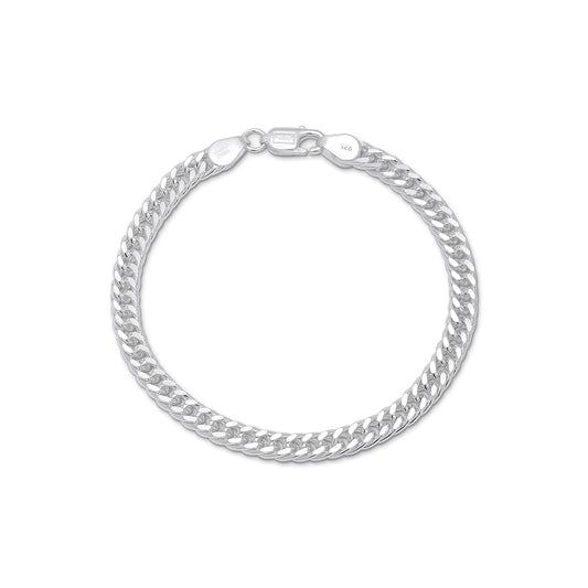 Slim Curb Link Silver Bracelet
