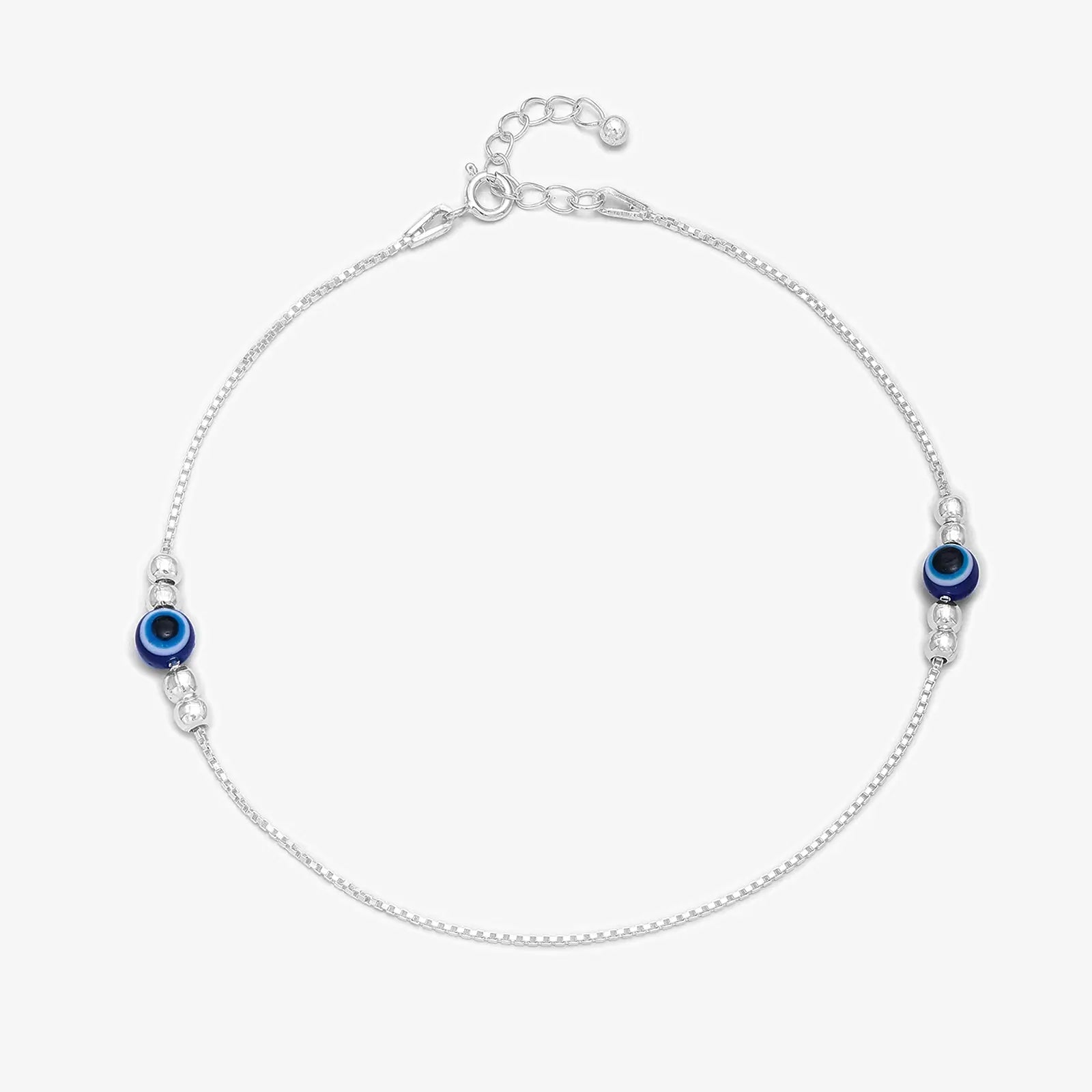 Women's Silver Evil Eye Chain Anklet - Tweov Jewels