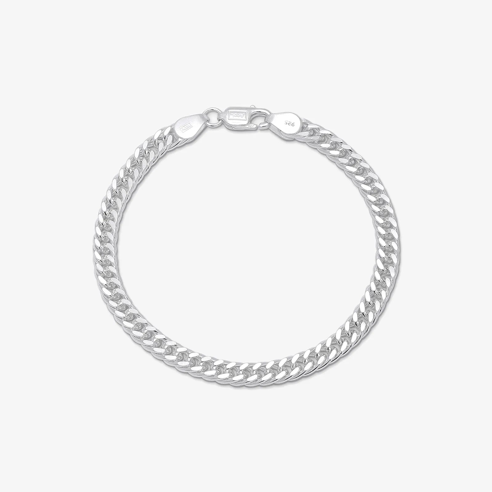 Slim Curb Link Silver Bracelet