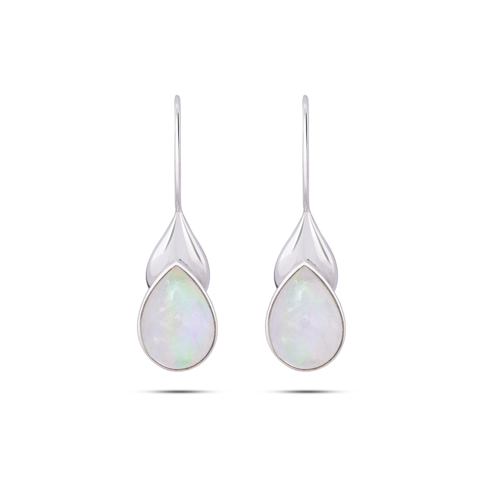 Pure Silver Earrings - Teardrop White Pearl Hoop Earrings - Tweov Jewels