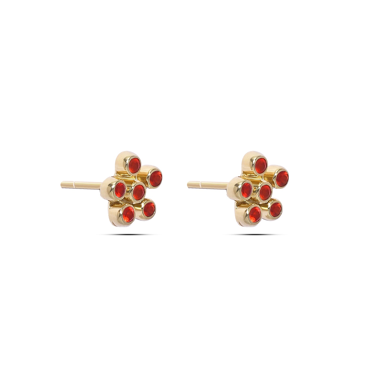 Gold Plated Red CZ Studded Silver Stud - Tweov Jewels