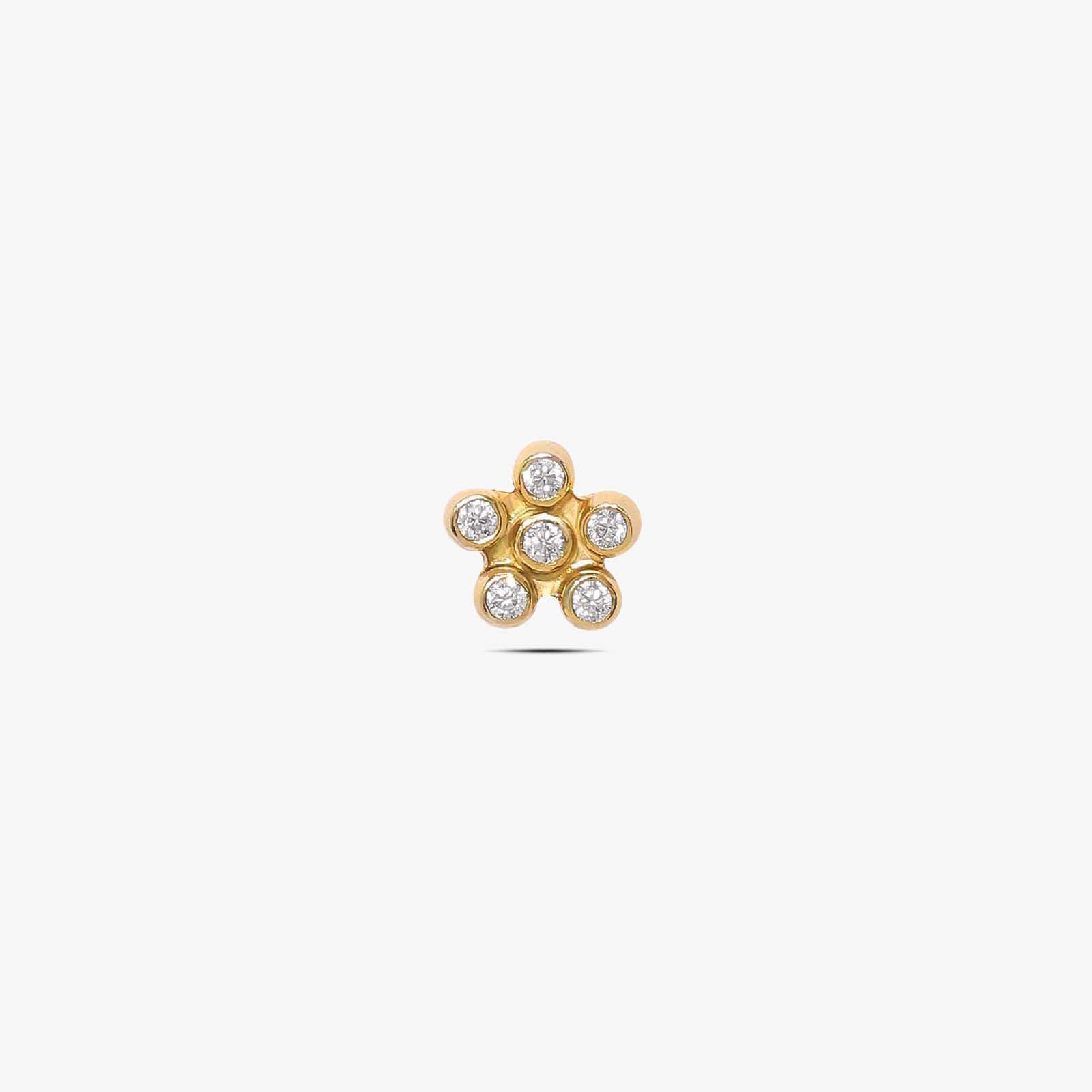 Gold Plated CZ Floral Design Silver Stud