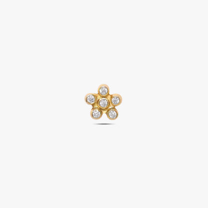 Gold Plated CZ Floral Design Silver Stud