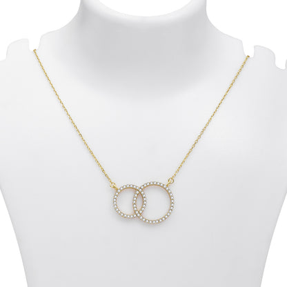 Pure Silver Necklace - Dual Ring Design With CZ Stones - Tweov Jewels