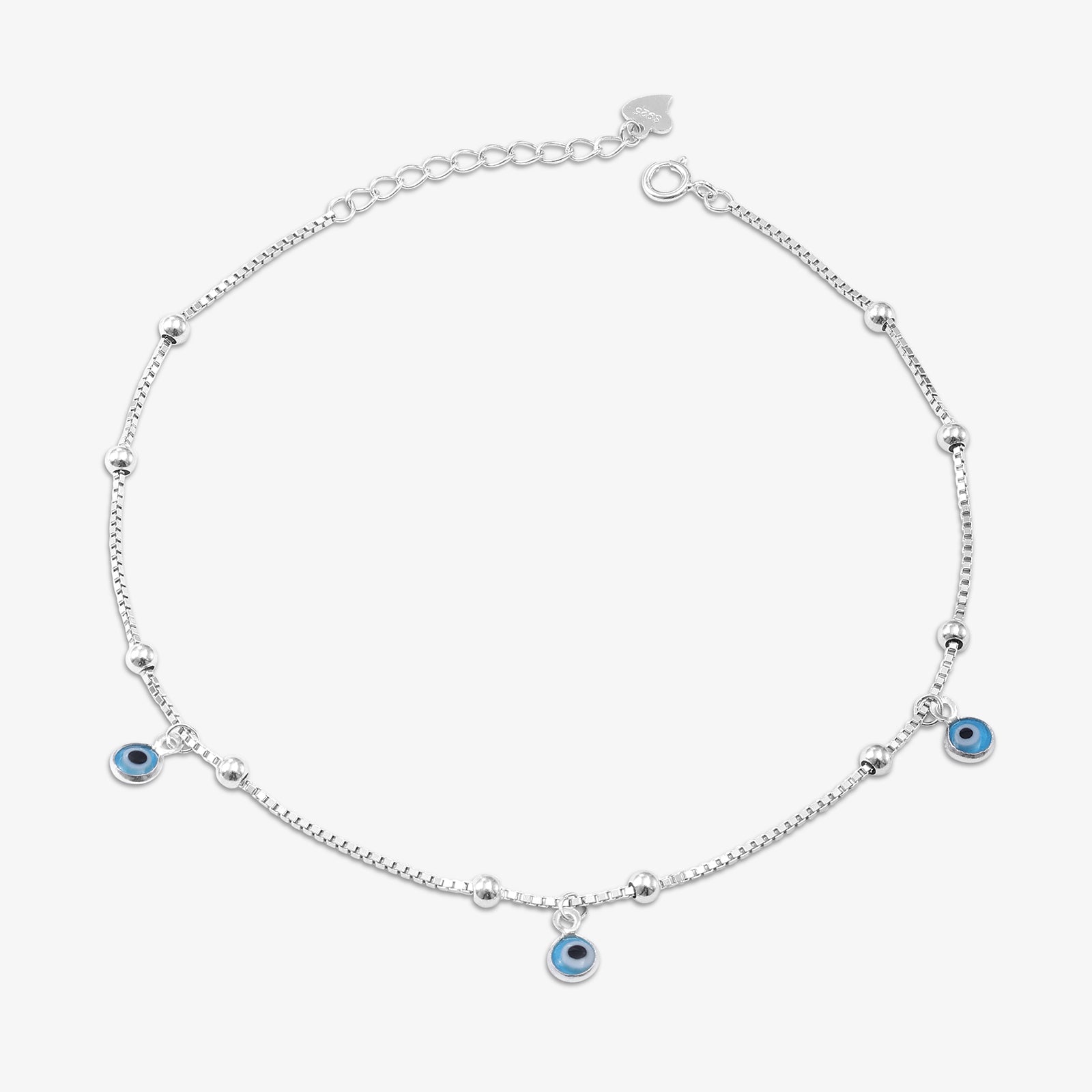 Trendy Evil Eye Silver Anklet for Women - Tweov Jewels