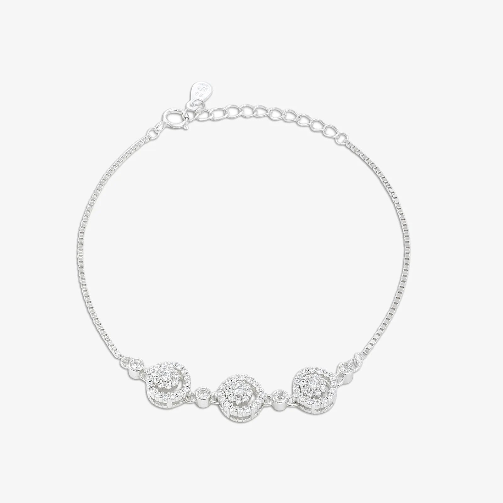 Triple Floral Silver Chain Bracelet - Tweov Jewels