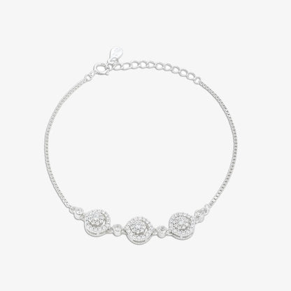 Triple Floral Silver Chain Bracelet - Tweov Jewels
