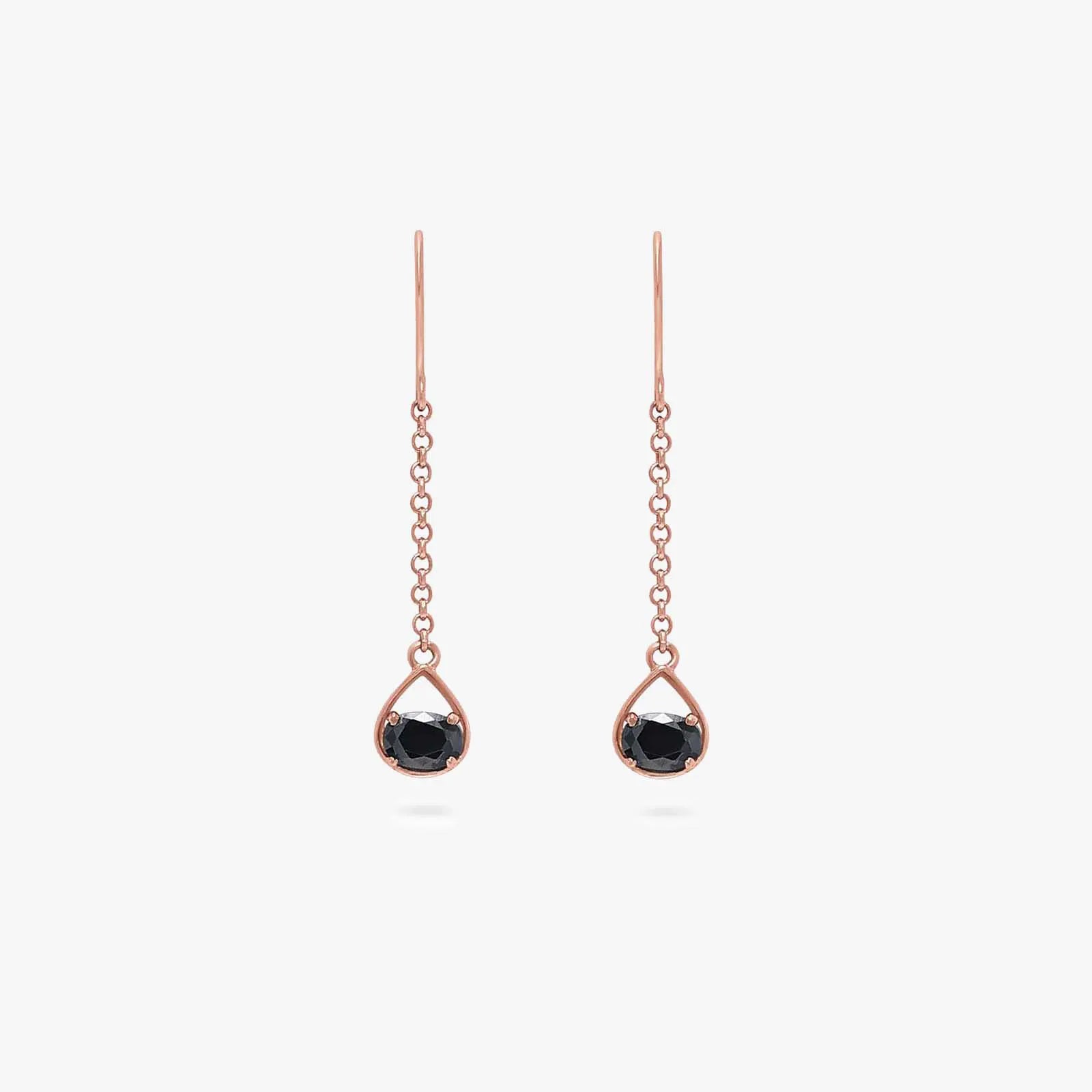 Shimmering Rose Gold Onyx Earrings
