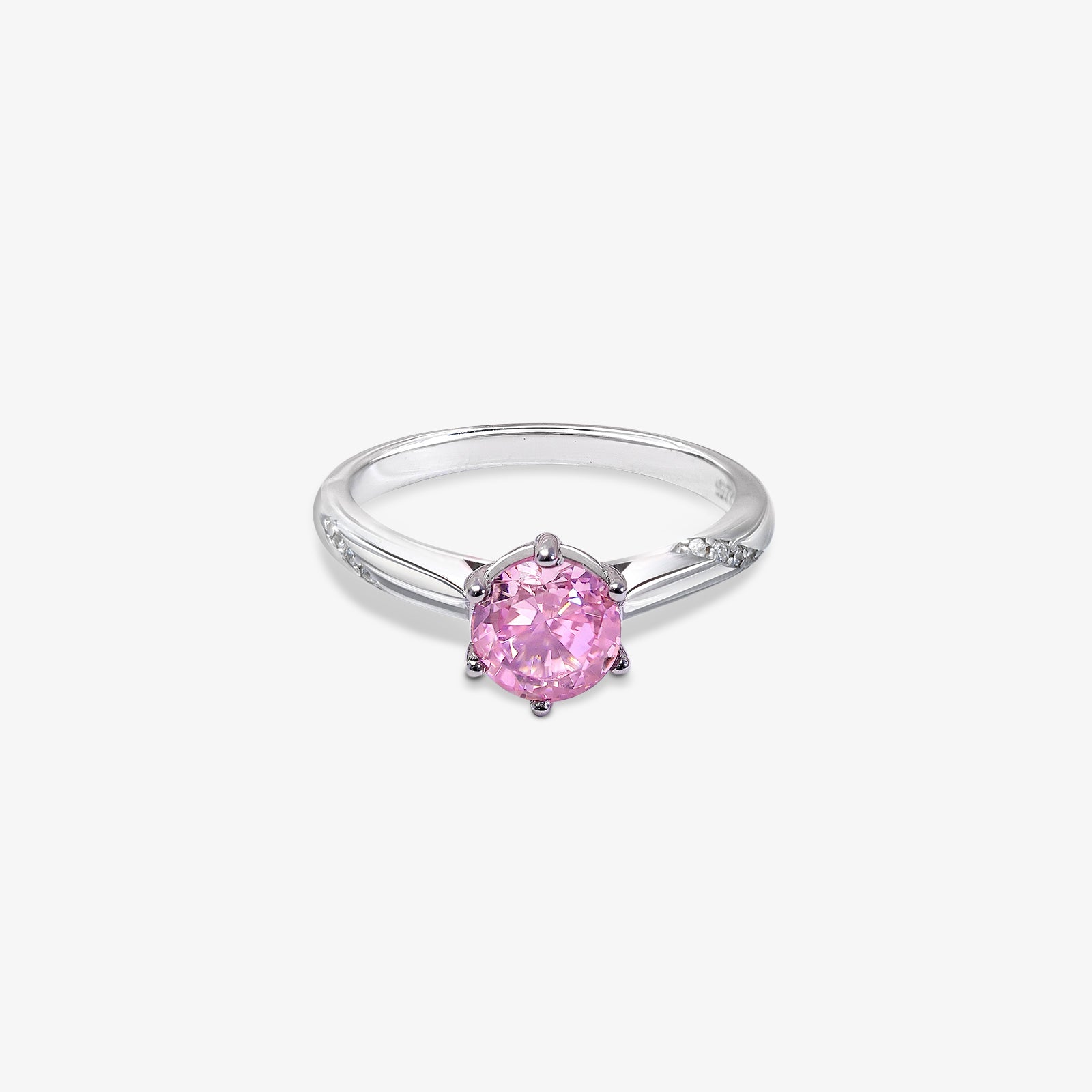 Pink Sapphire Ring for Women- 925 Sterling Silver Rhodium Plated