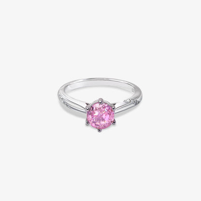 Pink Sapphire Ring for Women- 925 Sterling Silver Rhodium Plated