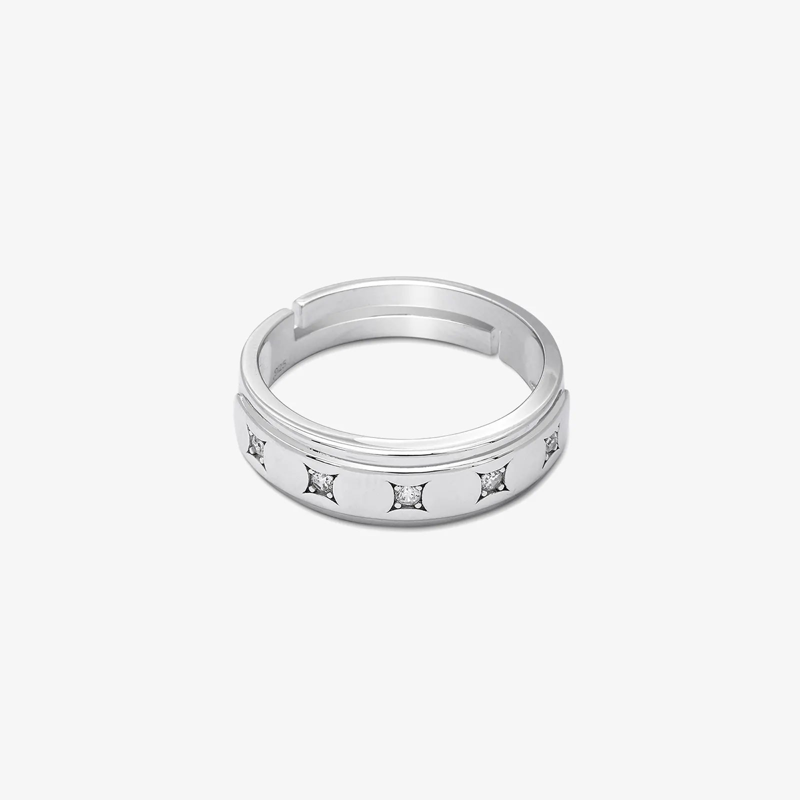 CZ Studded Starlight Silver Ring for Women