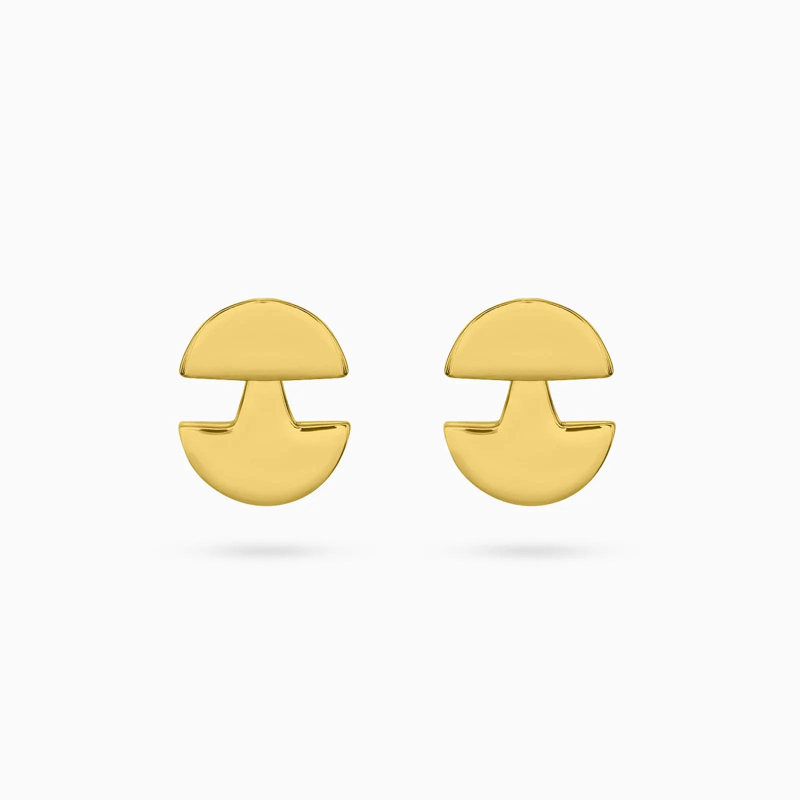 Pure Silver Earrings - Modernized 3 in 1 Gold Stud