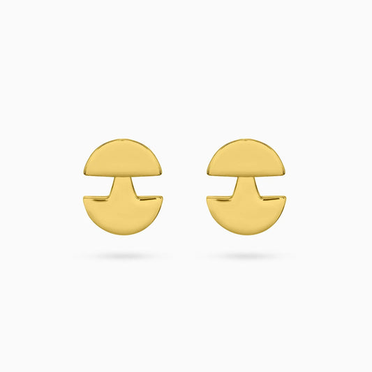 Pure Silver Earrings - Modernized 3 in 1 Gold Stud