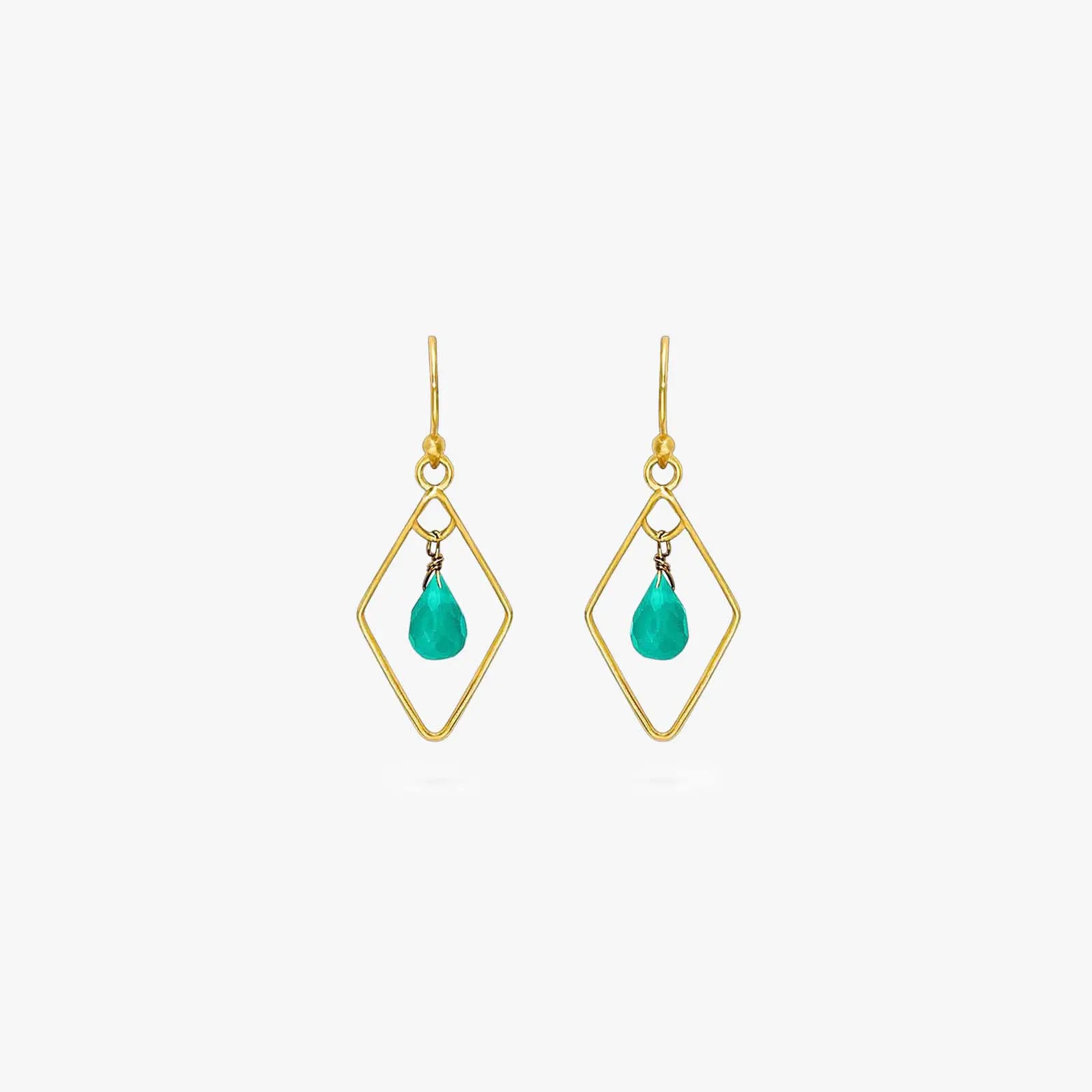 Pure Silver Earrings - Bold Gold Green Garnet