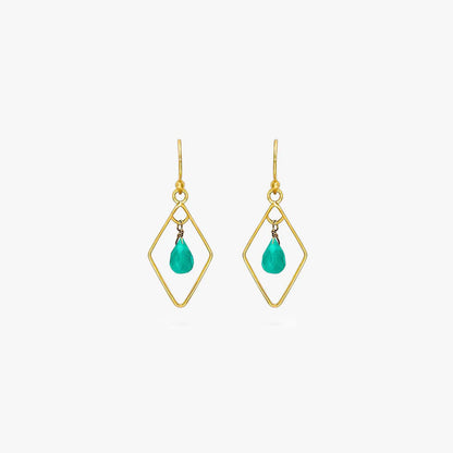 Pure Silver Earrings - Bold Gold Green Garnet