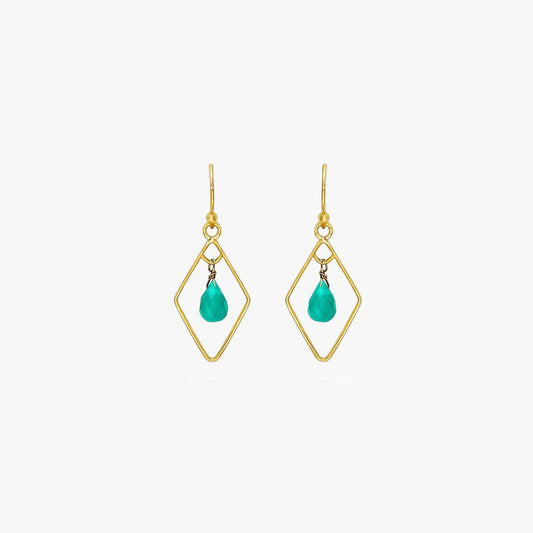 Pure Silver Earrings - Bold Gold Green Garnet