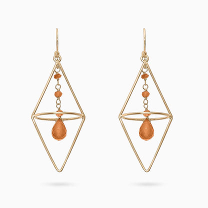 Pure Silver Earrings - String of Gold Finish Carnelian