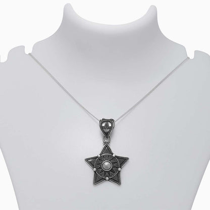 Oxidised Silver Star Pendant 925 Sterling Silver - Tweov Jewels