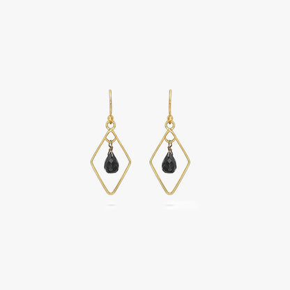 Contemporary Gold Oynx Model Earrings