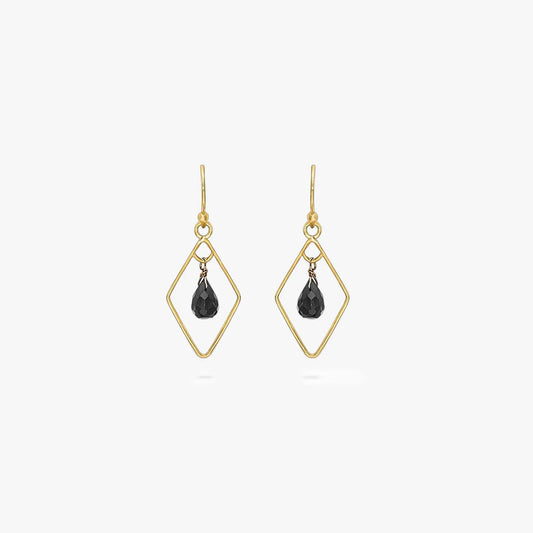 Contemporary Gold Oynx Model Earrings
