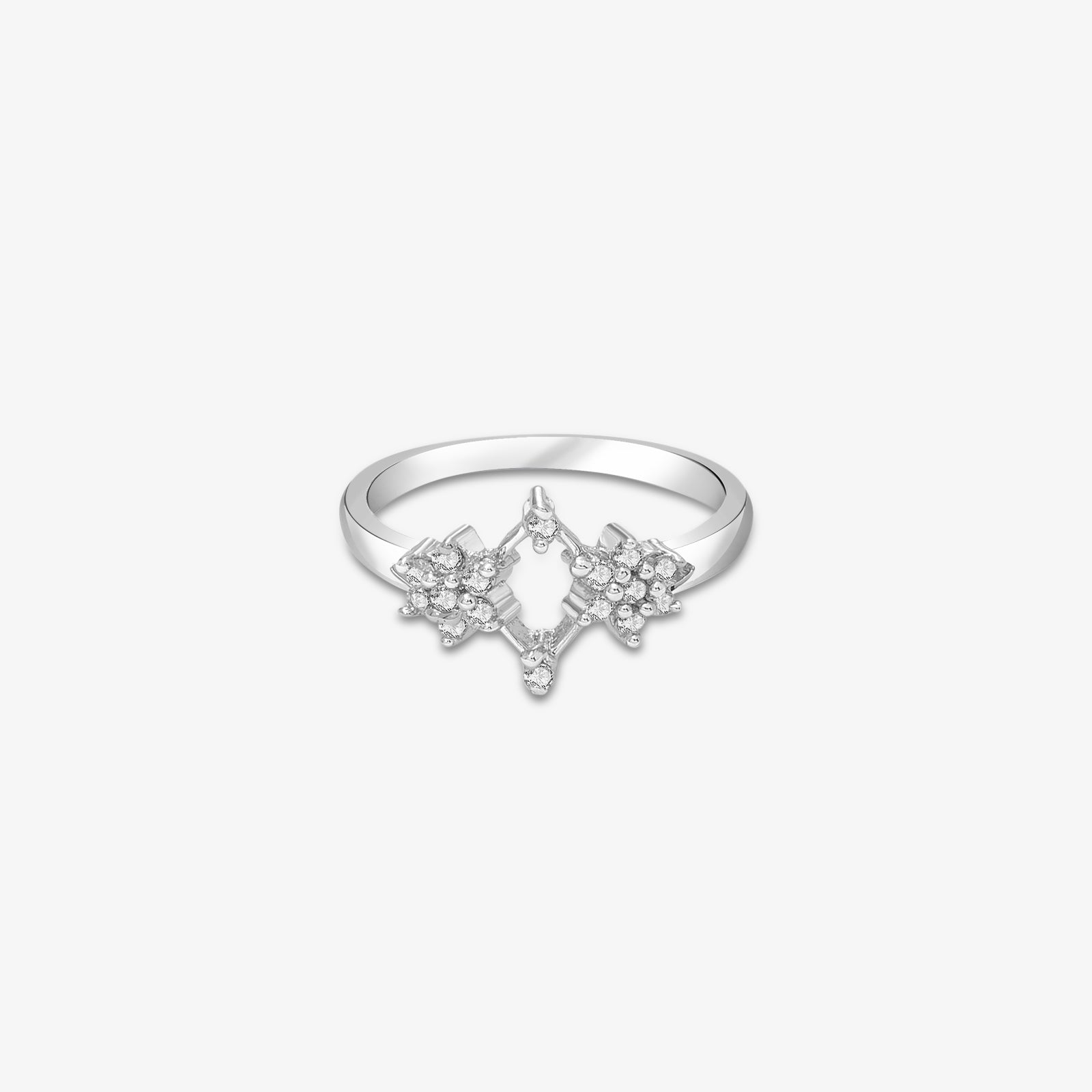 Pure Silver Ring - Starry Sleek Ring With CZ Stones