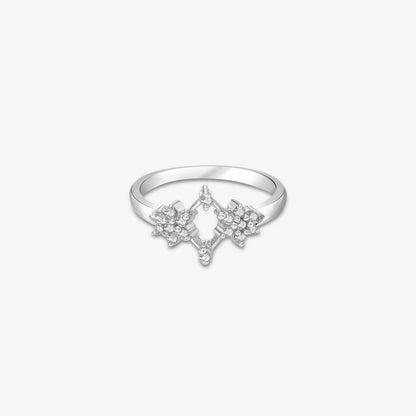 Pure Silver Ring - Starry Sleek Ring With CZ Stones