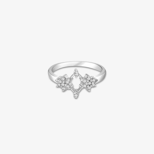 Pure Silver Ring - Starry Sleek Ring With CZ Stones