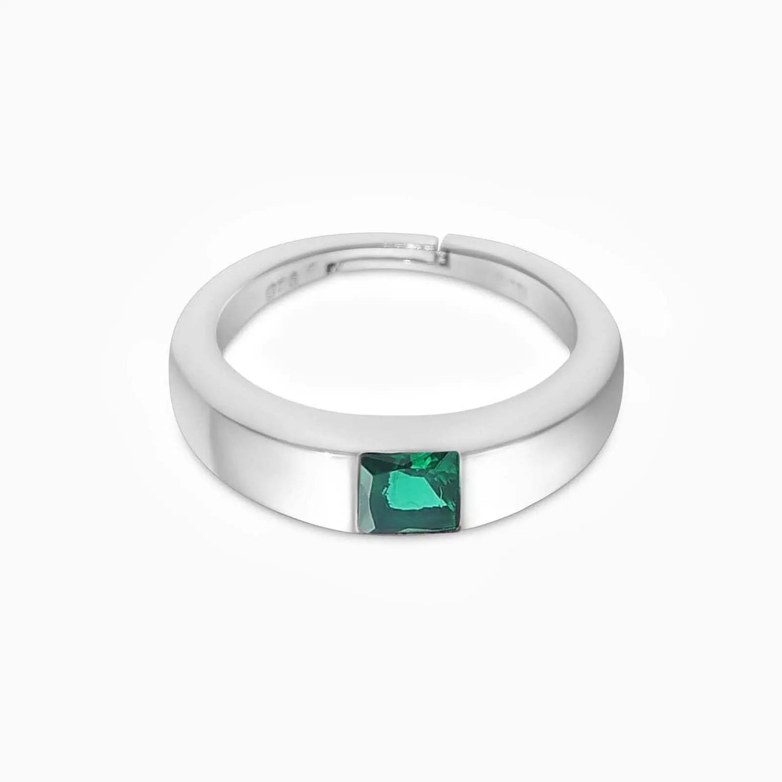 Silver Green Stone Finger Ring