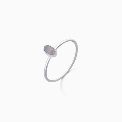 Pure Silver Ring - Simple Moon Stone Slim Fit - Tweov Jewels