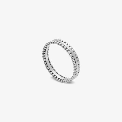 Pure Silver Ring: Symphony Beaded Ring Silver