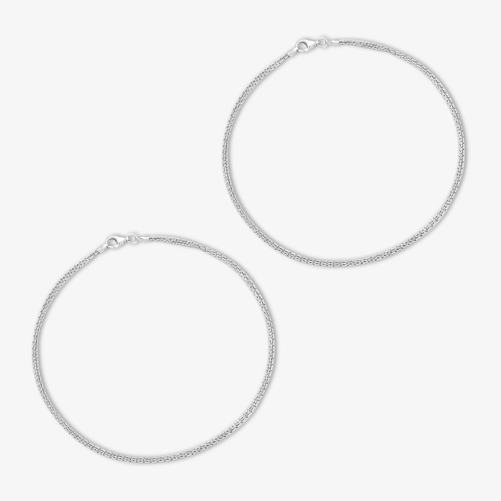 Pure Silver Anklets - Double Layer Box Chain Anklets