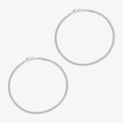 Pure Silver Anklets - Double Layer Box Chain Anklets