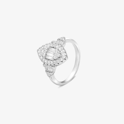 Pure Silver Ring - Marquise Stone Ring in Silver