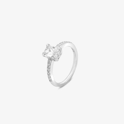 Pure 925 Silver Ring - Timeless Square Crystal Ring