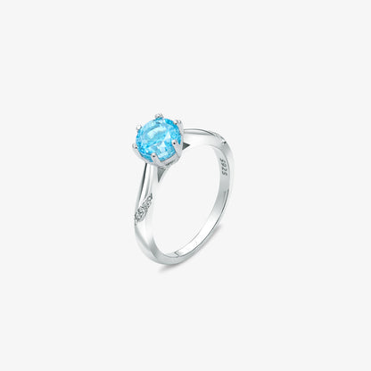 Blue Sapphire Ring For Women - 925 Sterling Silver Rhodium Plated