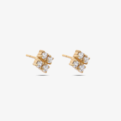 Gold Plated Square Designer Silver Stud Earrings