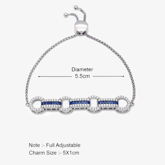 925 Sterling Silver Green Cz Studded Chain Bracelet