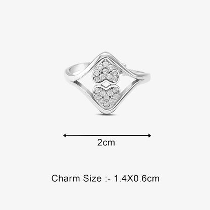 Classic Double Heart Silver Ring - Tweov Jewels