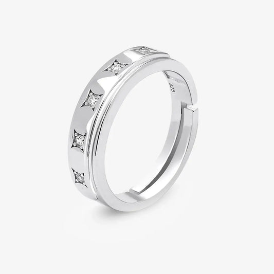 CZ Studded Starlight Silver Ring for Women