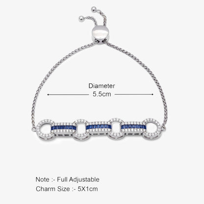 925 Sterling Silver Bracelet With Blue Zircon Stones- For Women