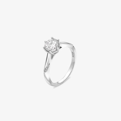 Solitaire Cubic Zirconia Ring For Women – 925 Sterling Silver Rhodium Plated